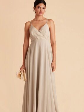 Birdy Kaia Chiffon Classic Champagne Maxi Dress Size XS